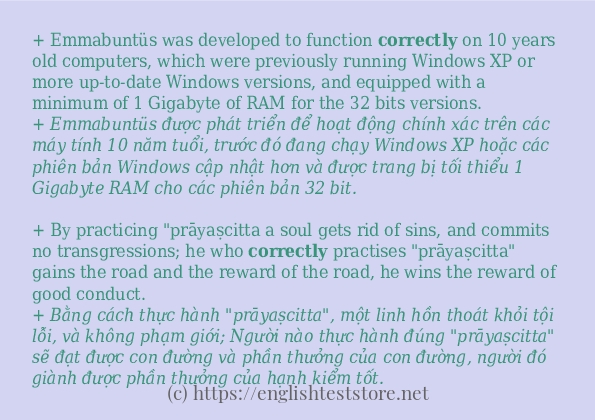 Các câu ví dụ và cách dùng từ correctly