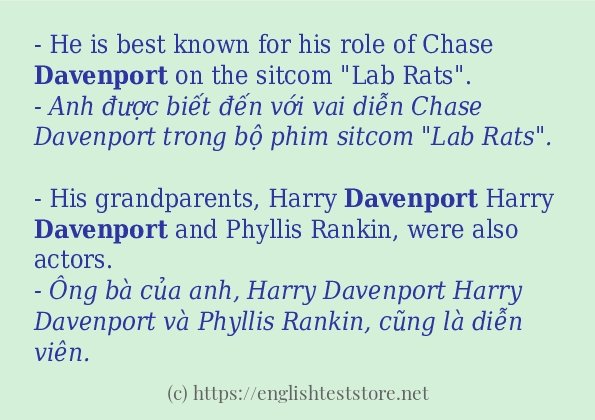 Các câu ví dụ và cách dùng từ davenport