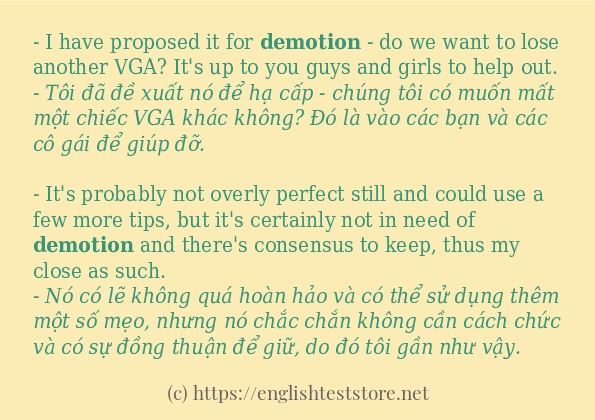 Các câu ví dụ và cách dùng từ demotion
