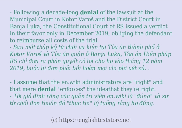 Các câu ví dụ và cách dùng từ denial