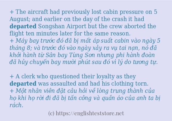 Các câu ví dụ và cách dùng từ departed