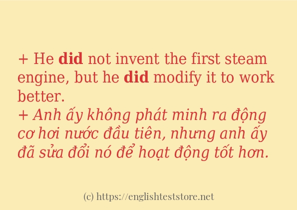 Các câu ví dụ và cách dùng từ did