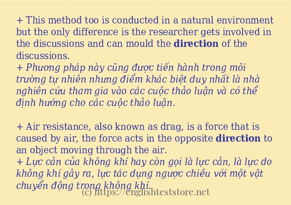 Các câu ví dụ và cách dùng từ direction