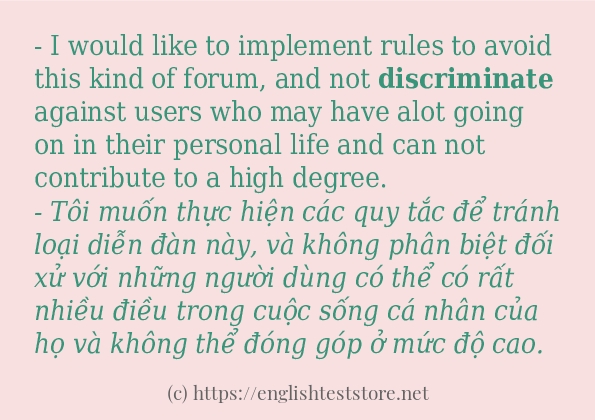 Các câu ví dụ và cách dùng từ discriminate