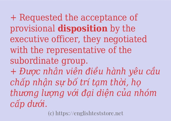 Các câu ví dụ và cách dùng từ disposition