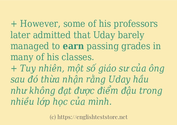 Các câu ví dụ và cách dùng từ earn