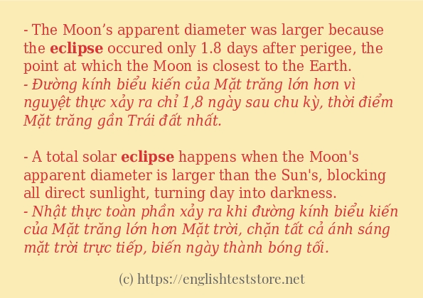 Các câu ví dụ và cách dùng từ eclipse