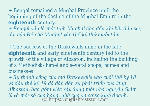 Các câu ví dụ và cách dùng từ eighteenth