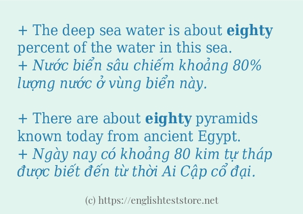 Các câu ví dụ và cách dùng từ eighty