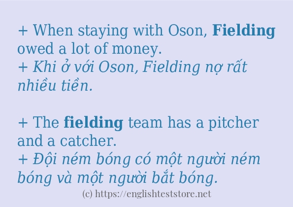 Các câu ví dụ và cách dùng từ fielding