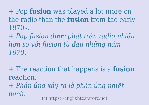 Các câu ví dụ và cách dùng từ fusion