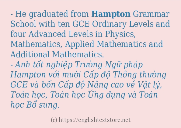 Các câu ví dụ và cách dùng từ hampton