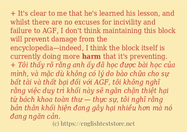 Các câu ví dụ và cách dùng từ harm Các câu ví dụ và cách dùng từ harm