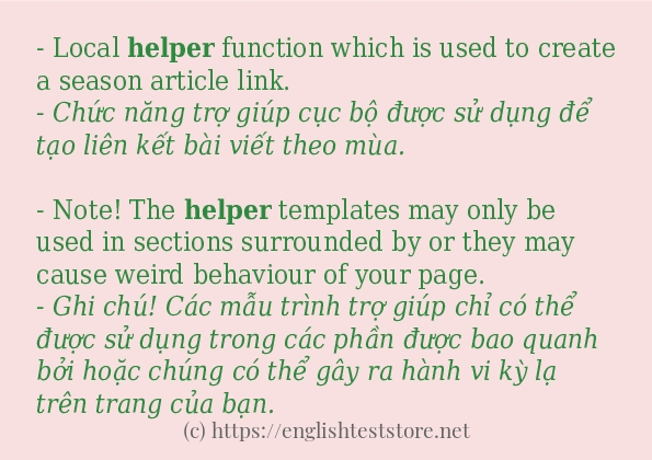 Các câu ví dụ và cách dùng từ helper Các câu ví dụ và cách dùng từ helper