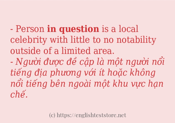 Các câu ví dụ và cách dùng từ in question