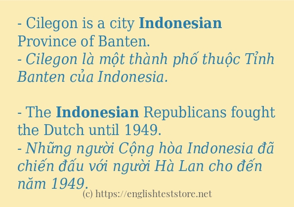 Các câu ví dụ và cách dùng từ indonesian