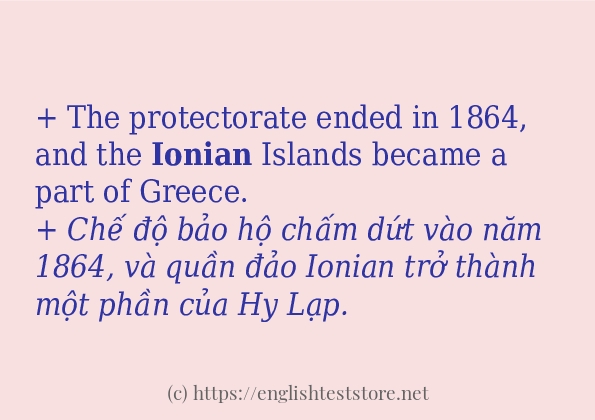 Các câu ví dụ và cách dùng từ ionian