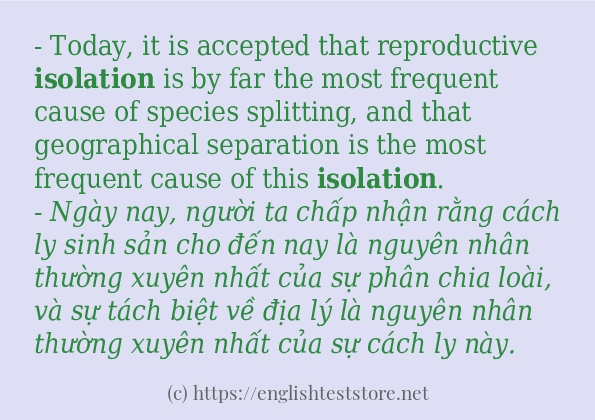 Các câu ví dụ và cách dùng từ isolation