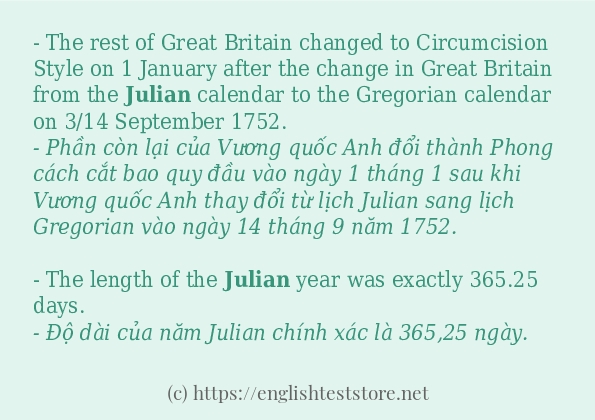Các câu ví dụ và cách dùng từ julian Các câu ví dụ và cách dùng từ julian