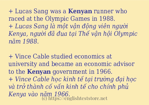 Các câu ví dụ và cách dùng từ kenyan
