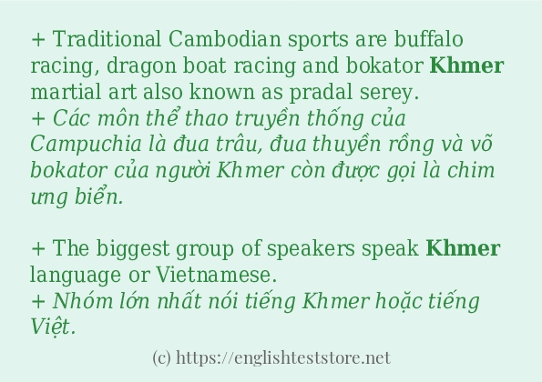 Các câu ví dụ và cách dùng từ khmer