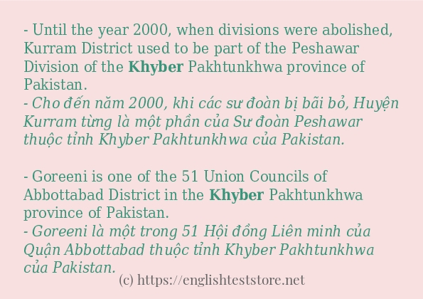 Các câu ví dụ và cách dùng từ khyber