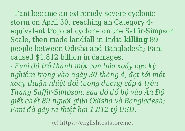 Các câu ví dụ và cách dùng từ killing