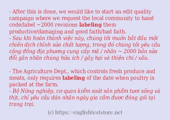 Các câu ví dụ và cách dùng từ labeling