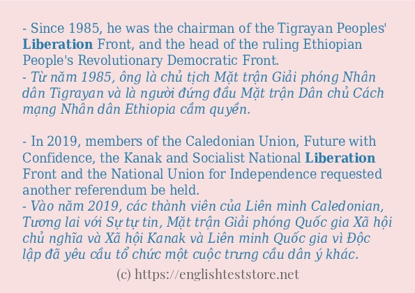 Các câu ví dụ và cách dùng từ liberation