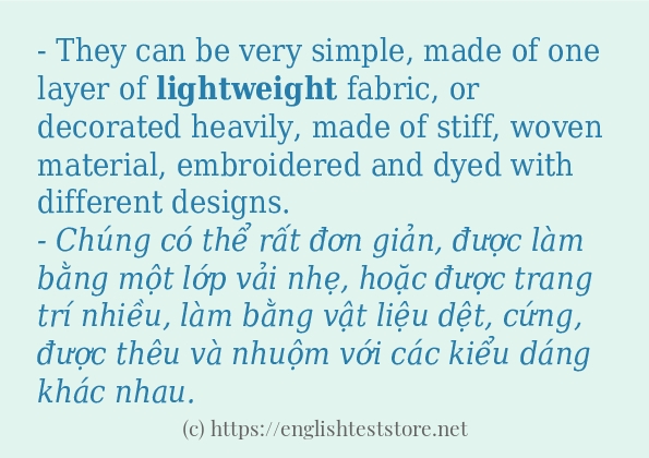 Các câu ví dụ và cách dùng từ lightweight