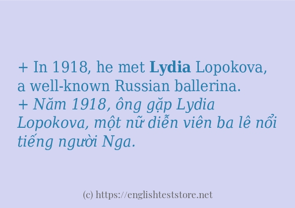 Các câu ví dụ và cách dùng từ lydia