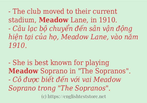 Các câu ví dụ và cách dùng từ meadow