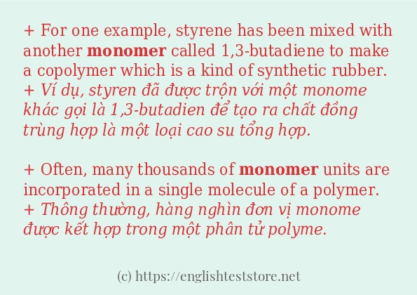 Các câu ví dụ và cách dùng từ monomer