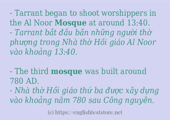 Các câu ví dụ và cách dùng từ mosque