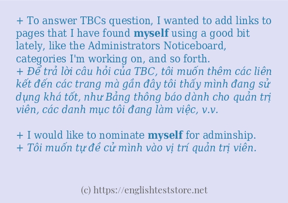 Các câu ví dụ và cách dùng từ myself