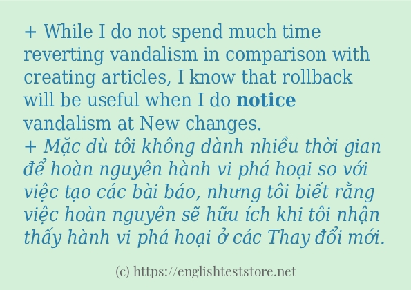 Các câu ví dụ và cách dùng từ notice