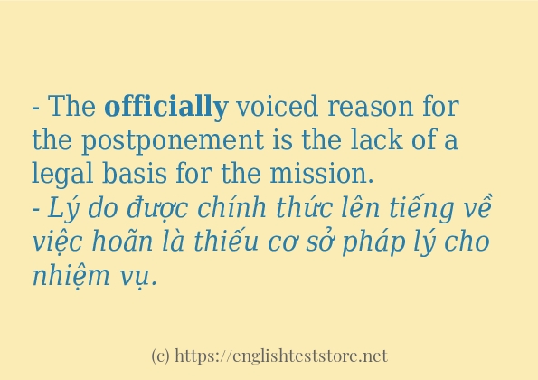 Các câu ví dụ và cách dùng từ officially