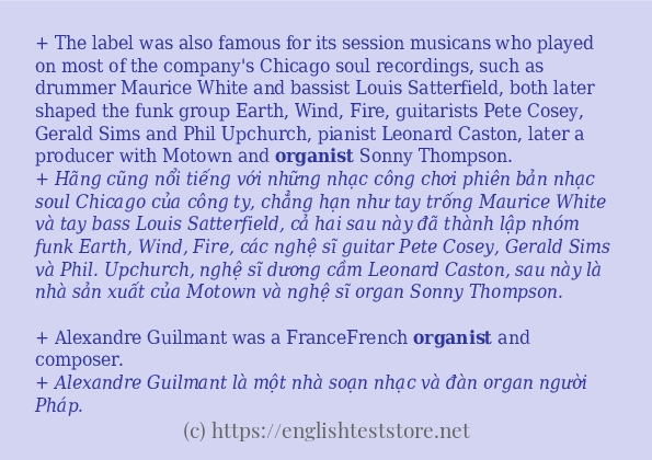Các câu ví dụ và cách dùng từ organist