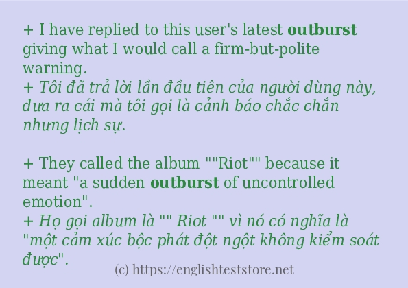 Các câu ví dụ và cách dùng từ outburst