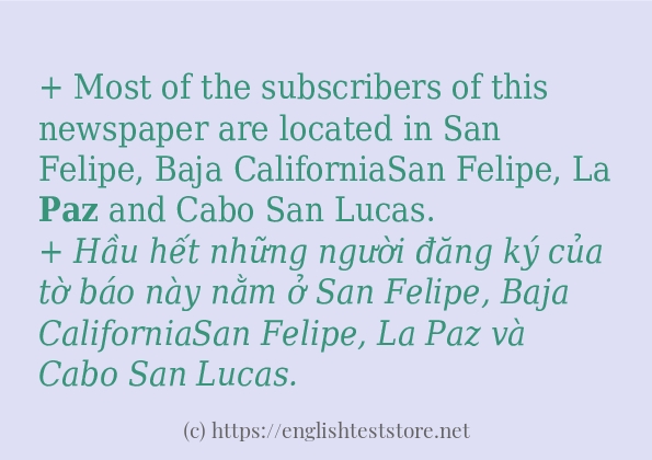 Các câu ví dụ và cách dùng từ paz