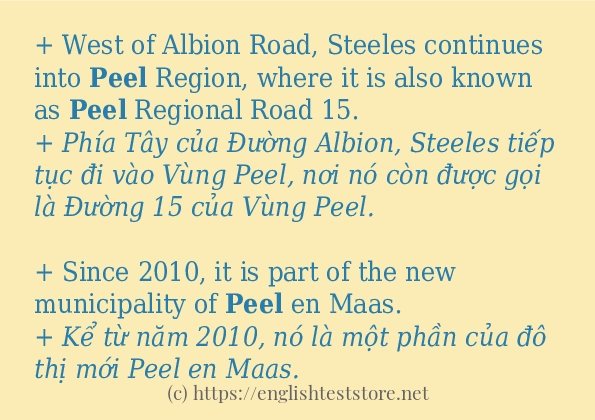 Các câu ví dụ và cách dùng từ peel