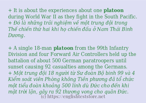 Các câu ví dụ và cách dùng từ platoon