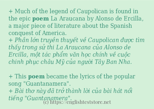 Các câu ví dụ và cách dùng từ poem