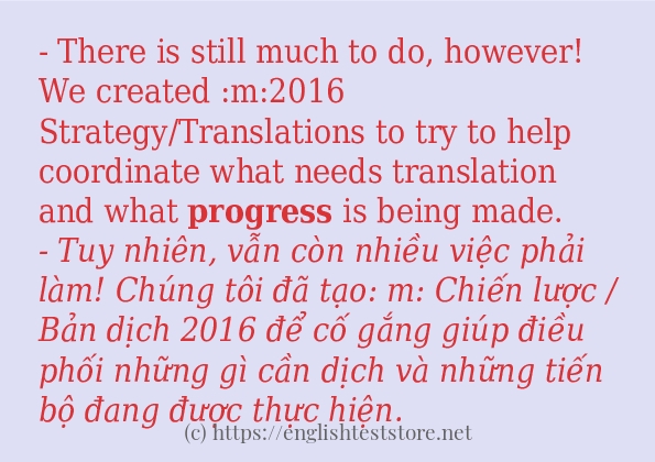 Các câu ví dụ và cách dùng từ progress