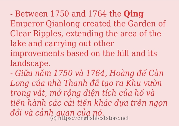 Các câu ví dụ và cách dùng từ qing