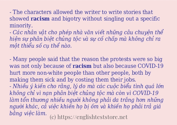 Các câu ví dụ và cách dùng từ racism