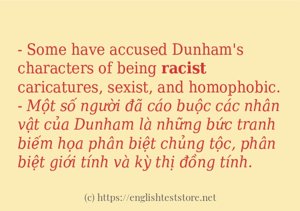 Các câu ví dụ và cách dùng từ racist Các câu ví dụ và cách dùng từ racist