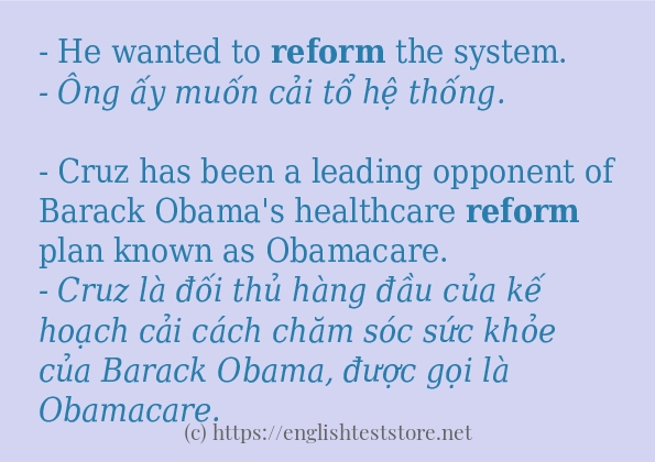 Các câu ví dụ và cách dùng từ reform