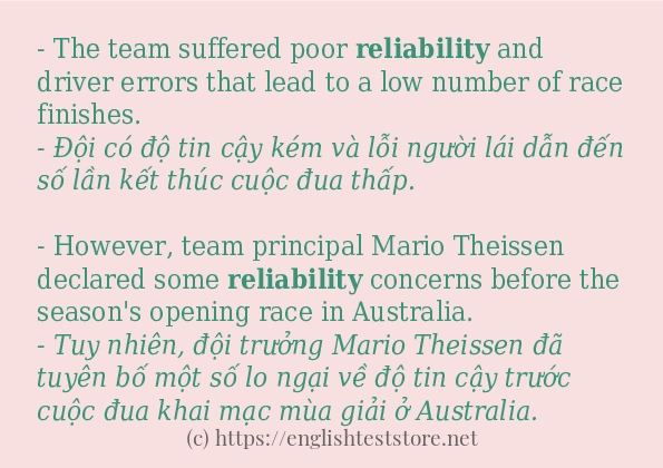 Các câu ví dụ và cách dùng từ reliability Các câu ví dụ và cách dùng từ reliability