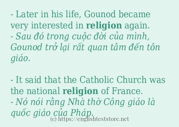 Các câu ví dụ và cách dùng từ religion Các câu ví dụ và cách dùng từ religion